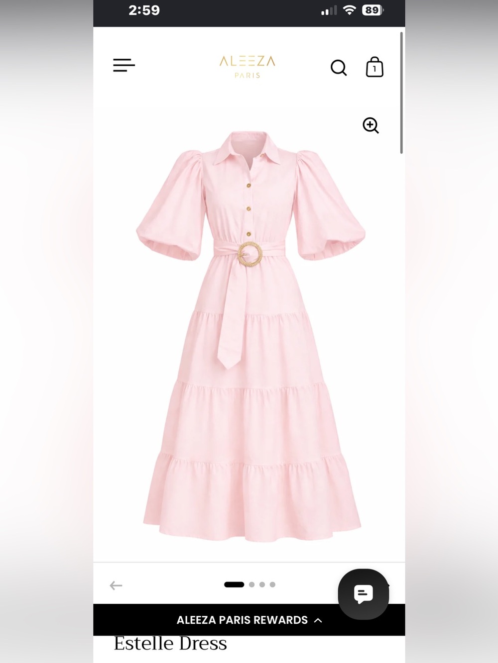 The Estelle Puff-Sleeve Tiered Shirt Dress in Light Pink by Aleeza Paris